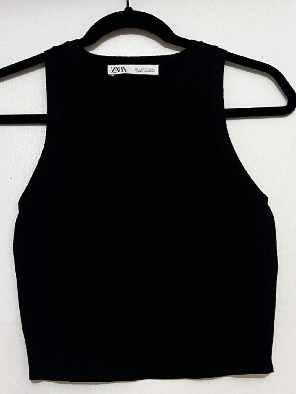 Zara Black High Neck Fitted Knit Tank Top - Size M